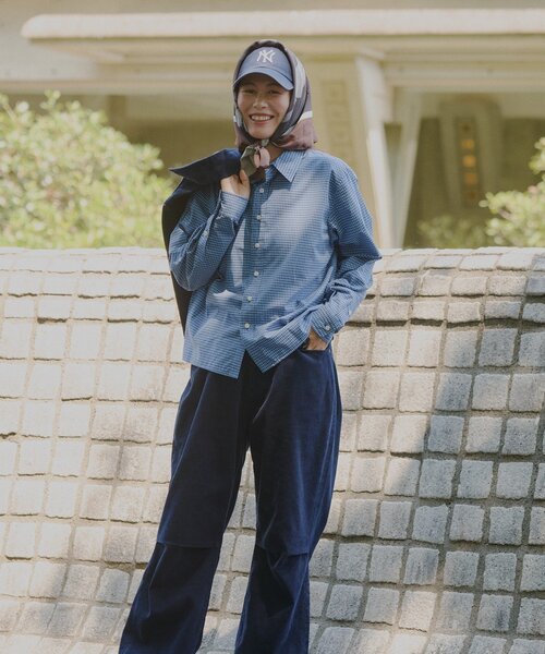 WHIMSIC(ウィムジック)の「【UNISEX/2サイズ展開】ショートレングスチェックシャツ(シャツ/ブラウス・メンズ・ブルー/ホワイト/ネイビー・2/1)」の15枚目の写真