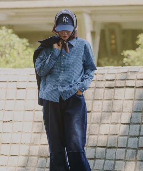 WHIMSIC(ウィムジック)の「【UNISEX/2サイズ展開】ショートレングスチェックシャツ(シャツ/ブラウス・メンズ・ブルー/ホワイト/ネイビー・2/1)」の16枚目の写真