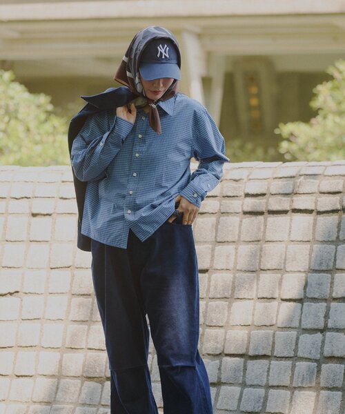 WHIMSIC(ウィムジック)の「【UNISEX/2サイズ展開】ショートレングスチェックシャツ(シャツ/ブラウス・メンズ・ブルー/ホワイト/ネイビー・2/1)」の17枚目の写真