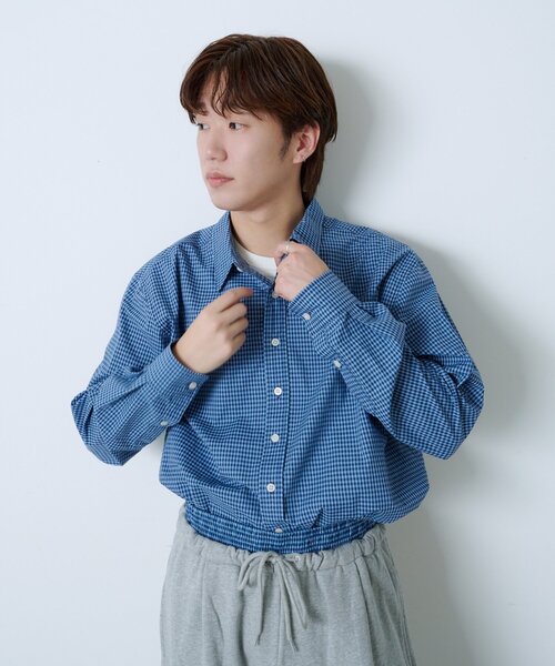 WHIMSIC(ウィムジック)の「【UNISEX/2サイズ展開】ショートレングスチェックシャツ(シャツ/ブラウス・メンズ・ブルー/ホワイト/ネイビー・2/1)」の18枚目の写真