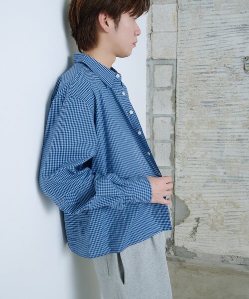 WHIMSIC(ウィムジック)の「【UNISEX/2サイズ展開】ショートレングスチェックシャツ(シャツ/ブラウス・メンズ・ブルー/ホワイト/ネイビー・2/1)」の20枚目の写真