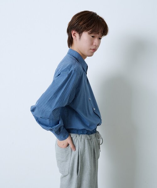 WHIMSIC(ウィムジック)の「【UNISEX/2サイズ展開】ショートレングスチェックシャツ(シャツ/ブラウス・メンズ・ブルー/ホワイト/ネイビー・2/1)」の22枚目の写真