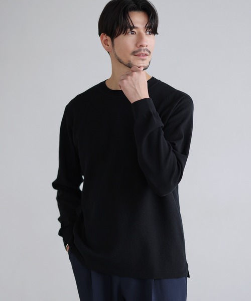 SPU(スプ)の「抗菌防臭鹿の子編みコンフォートニットロンT(ニット/セーター・メンズ・ネイビー/グレー/チャコール/ブラック・XL/L/M/S)」の7枚目の写真