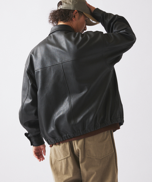ラムレザー ショート ステンカラー ブルゾン（ライダースジャケット
