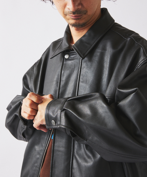 ラムレザー ショート ステンカラー ブルゾン（ライダースジャケット