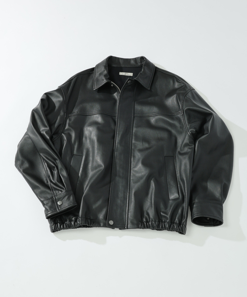 ラムレザー ショート ステンカラー ブルゾン（ライダース