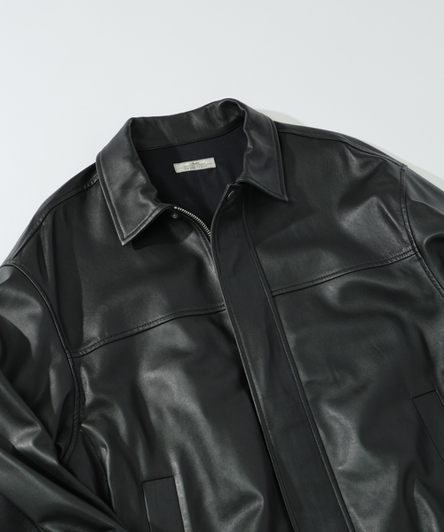 ラムレザー ショート ステンカラー ブルゾン（ライダースジャケット