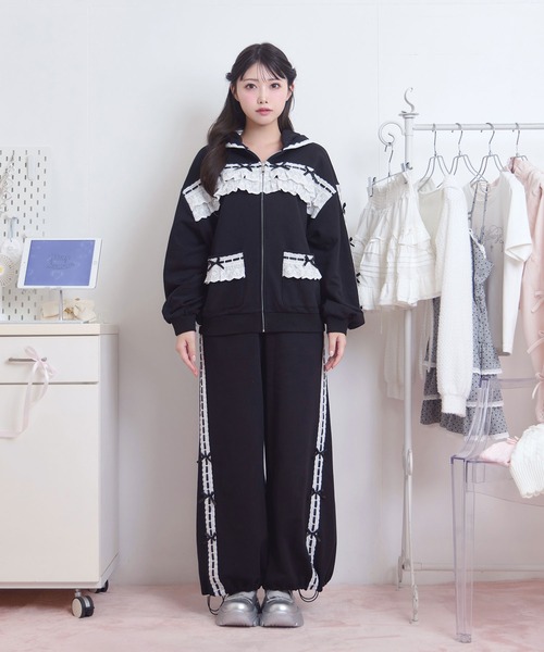 コットンフリルジップパーカー（パーカー）｜Honey Cinnamon（ハニー