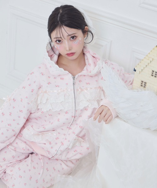 Honey Cinnamon パーカー ホワイト ハニーシナモン コットンフリルジップパーカー（パーカー）｜Honey Cinnamon（ハニー