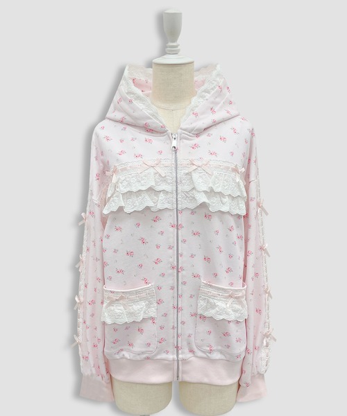 セール】コットンフリルジップパーカー（パーカー）｜Honey Cinnamon