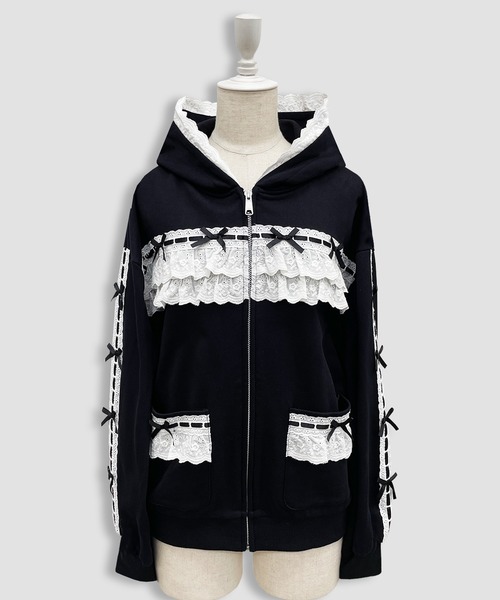 コットンフリルジップパーカー（パーカー）｜Honey Cinnamon（ハニー