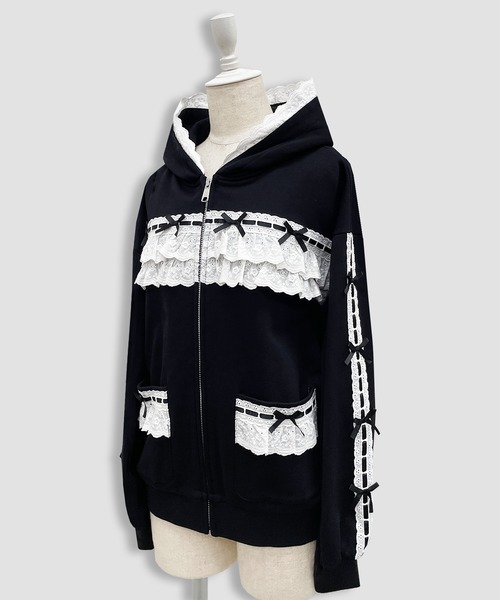 コットンフリルジップパーカー（パーカー）｜Honey Cinnamon（ハニー