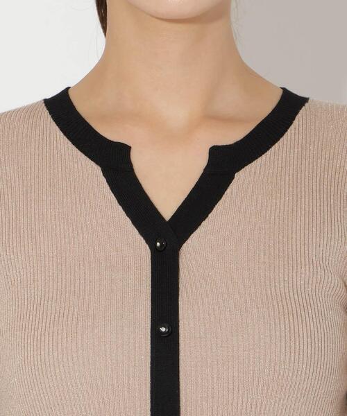 ラメ入り配色カーデ風ドッキングワンピース ラメ入り配色カーデ風ドッキングワンピース（ワンピース）｜AND