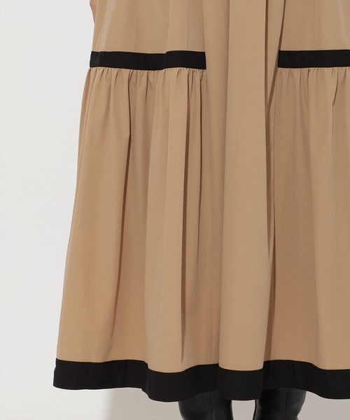 ラメ入り配色カーデ風ドッキングワンピース（ワンピース）｜AND