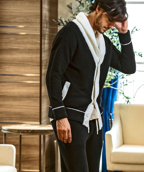 1PIU1UGUALE3  RELAX （ウノピゥウノウグァーレトレ リラックス）の「1PIU1UGUALE3 RELAX(ウノピゥウノウグァーレトレ リラックス)バイカラー ショールカラー ニットカーディガン(保温性/伸縮性)（カーディガン/ボレロ・メンズ・グレー/ブラック・M/L/XL/S）」の12枚目の写真