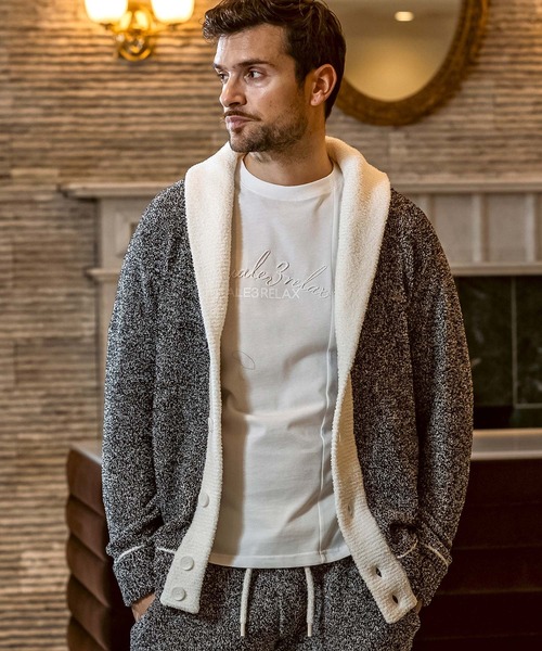 1PIU1UGUALE3  RELAX （ウノピゥウノウグァーレトレ リラックス）の「1PIU1UGUALE3 RELAX(ウノピゥウノウグァーレトレ リラックス)バイカラー ショールカラー ニットカーディガン(保温性/伸縮性)（カーディガン/ボレロ・メンズ・グレー/ブラック・M/L/XL/S）」の14枚目の写真