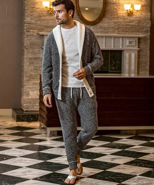 1PIU1UGUALE3  RELAX （ウノピゥウノウグァーレトレ リラックス）の「1PIU1UGUALE3 RELAX(ウノピゥウノウグァーレトレ リラックス)バイカラー ショールカラー ニットカーディガン(保温性/伸縮性)（カーディガン/ボレロ・メンズ・グレー/ブラック・M/L/XL/S）」の18枚目の写真