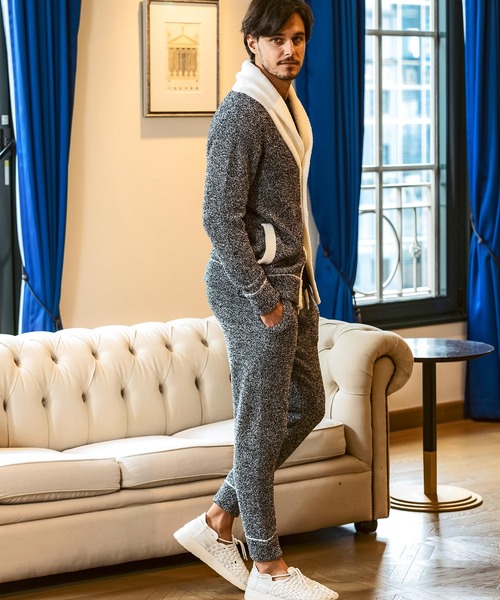 1PIU1UGUALE3  RELAX （ウノピゥウノウグァーレトレ リラックス）の「1PIU1UGUALE3 RELAX(ウノピゥウノウグァーレトレ リラックス)バイカラー ショールカラー ニットカーディガン(保温性/伸縮性)（カーディガン/ボレロ・メンズ・グレー/ブラック・M/L/XL/S）」の20枚目の写真