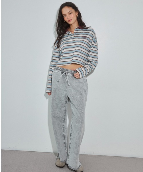 ALEXIA STAM(アリシアスタン)の「Easy Denim Pants /カットオフイージーデニムパンツ(デニムパンツ・レディース・ブルー/ライトグレー・S/M)」の4枚目の写真