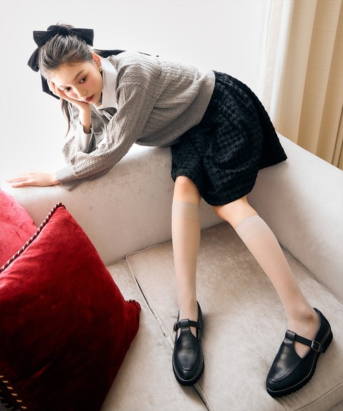 AND COUTURE（アンドクチュール）の「千鳥ジャガードミニスカート（スカート・レディース・ブラック/ネイビー・MEDIUM/SMALL）」の18枚目の写真