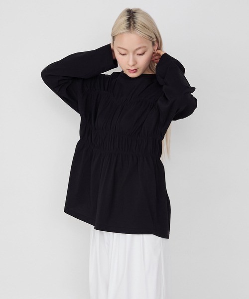 forksy.(フォルクシー)の「【forksy.】ビスチェデザインギャザーロングスリーブTシャツ(Tシャツ/カットソー・レディース・アイボリー/スモークピンク/ブラック/ブラウン・FREE)」の8枚目の写真