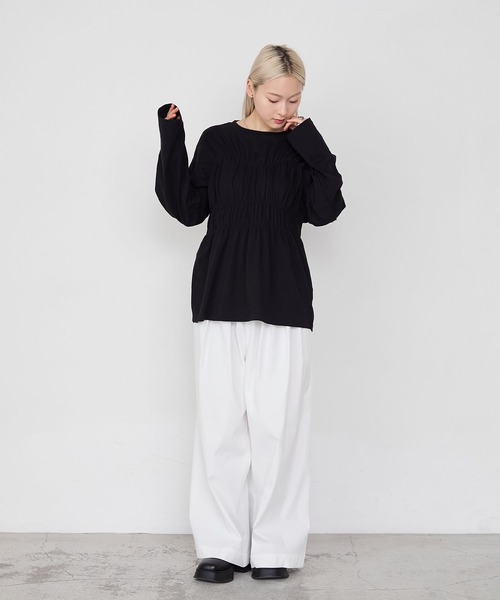 forksy.(フォルクシー)の「【forksy.】ビスチェデザインギャザーロングスリーブTシャツ(Tシャツ/カットソー・レディース・アイボリー/スモークピンク/ブラック/ブラウン・FREE)」の10枚目の写真