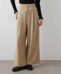 【セットアップ可・洗える】ハイウエストタックパンツ