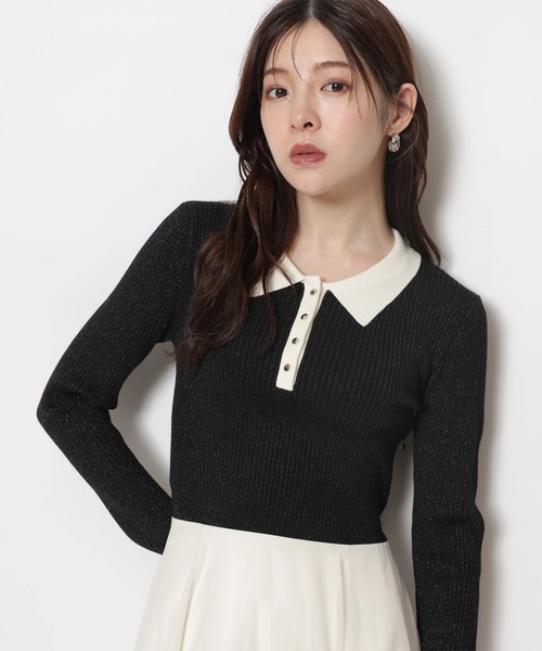 Rirandture（リランドチュール）の「長袖ポロカラードッキングワンピース（ワンピース・レディース・ネイビー/ブラック系その他/ピンク系その他・2/1）」の14枚目の写真