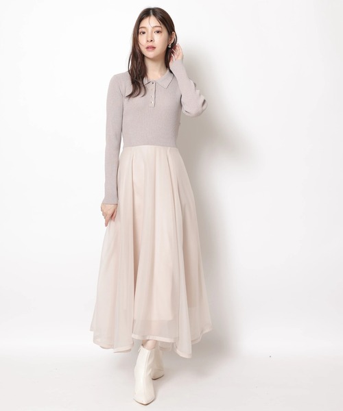 Rirandture（リランドチュール）の「長袖ポロカラードッキングワンピース（ワンピース・レディース・ネイビー/ブラック系その他/ピンク系その他・2/1）」の21枚目の写真