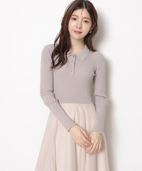 長袖ポロカラードッキングワンピース（ワンピース）｜Rirandture（リ