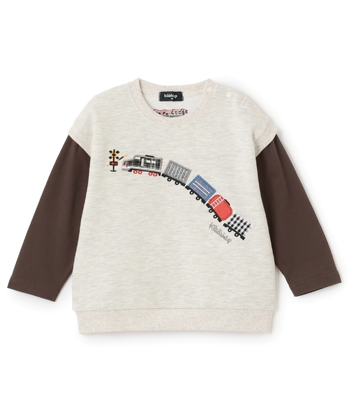 kladskap(クレードスコープ)の「電車アップリケベストレイヤード風プルオーバー(スウェット・キッズ・ブラック/ホワイト系その他・90cm/100cm/110cm/120cm)」の2枚目の写真