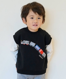 kladskap | 電車アップリケベストレイヤード風プルオーバー(スウェット)