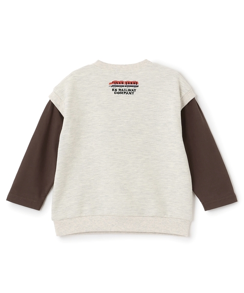 kladskap(クレードスコープ)の「電車アップリケベストレイヤード風プルオーバー(スウェット・キッズ・ブラック/ホワイト系その他・90cm/100cm/110cm/120cm)」の3枚目の写真