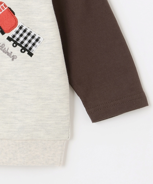 kladskap(クレードスコープ)の「電車アップリケベストレイヤード風プルオーバー(スウェット・キッズ・ブラック/ホワイト系その他・90cm/100cm/110cm/120cm)」の6枚目の写真