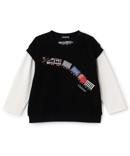 kladskap(クレードスコープ)の「電車アップリケベストレイヤード風プルオーバー(スウェット・キッズ・ブラック/ホワイト系その他・90cm/100cm/110cm/120cm)」の10枚目の写真