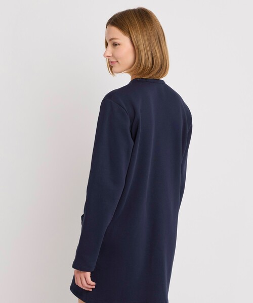 agnes b.（アニエスベー）の「コットン メルトン 長袖 ワンピース カーディガン "Tanger"（カーディガン/ボレロ・レディース・ネイビー・1/2/3）」の4枚目の写真