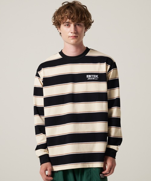 Eddie Bauer(エディーバウアー)の「EBTEK ボーダー 長袖 Tシャツ(Tシャツ/カットソー・メンズ・ブラック系/オレンジ系/グリーン系・M/XL/L)」の1枚目の写真
