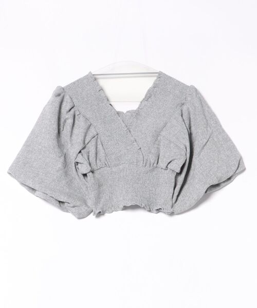 EMODA（エモダ）の「SHIRRING MINI TOP（Tシャツ/カットソー・レディース・ブルー/ピンク/その他/グレー・FREE）」の2枚目の写真