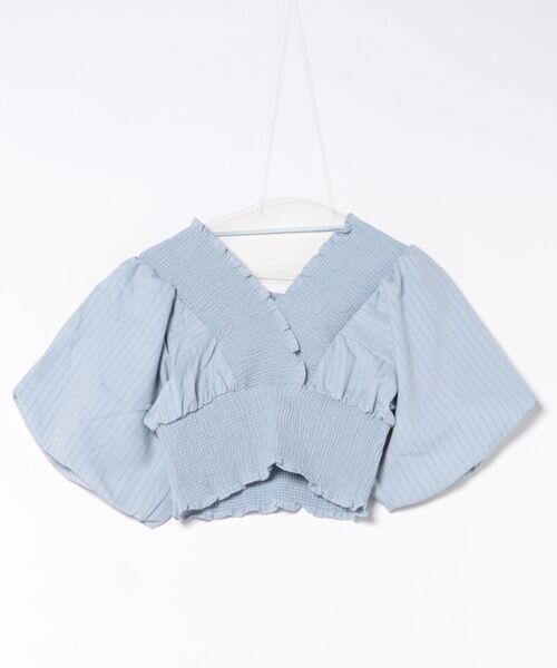 EMODA（エモダ）の「SHIRRING MINI TOP（Tシャツ/カットソー・レディース・ブルー/ピンク/その他/グレー・FREE）」の3枚目の写真