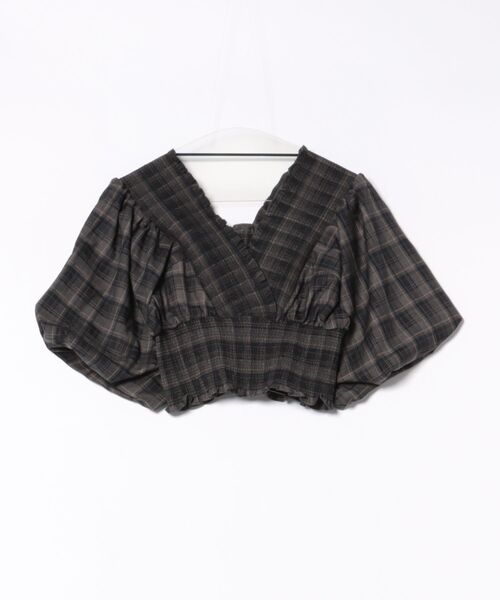 EMODA（エモダ）の「SHIRRING MINI TOP（Tシャツ/カットソー・レディース・ブルー/ピンク/その他/グレー・FREE）」の4枚目の写真