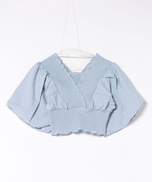 EMODA（エモダ）の「SHIRRING MINI TOP（Tシャツ/カットソー・レディース・ブルー/ピンク/その他/グレー・FREE）」の5枚目の写真