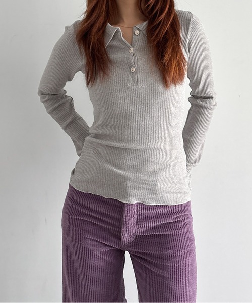 BASERANGE（ベースレンジ）の「Baserange Dual long sleeve tee（ニット/セーター・レディース・グレー・MEDIUM/SMALL/X-SMALL）」の4枚目の写真