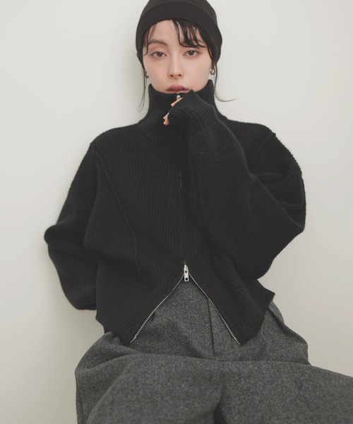 アルパカタッチダブルジッププルオーバ－（ニット/セーター）｜LIAN