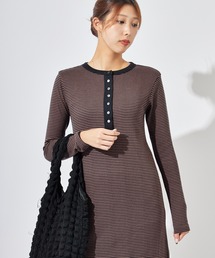 MILLER | R.P.miller/ミラー PANELRIB Henley OP センタースリット フレアワンピース(ワンピース)