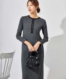R.P.miller/ミラー PANELRIB Henley OP センタースリット フレアワンピース