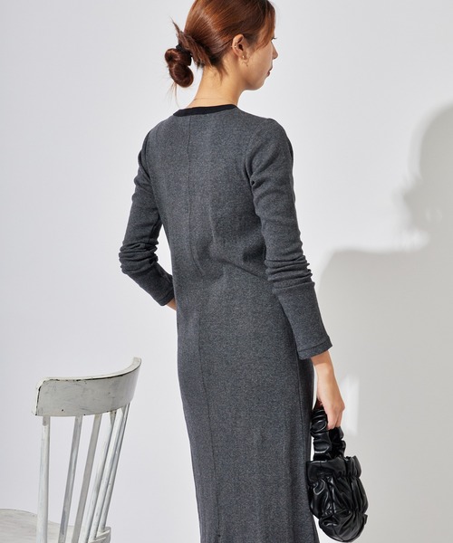 MILLER(ミラー)の「R.P.miller/ミラー PANELRIB Henley OP センタースリット フレアワンピース(ワンピース・レディース・ブラック×ホワイト/ブラウン/レッド/ブラック/ブルー・FREE)」の12枚目の写真