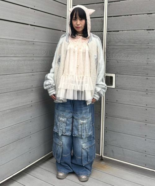 Candy Stripper(キャンディストリッパー)の「9 POCKETS LAYERED DENIM パンツ(デニムパンツ・レディース・ブラック/インディゴブルー・FREE)」の15枚目の写真