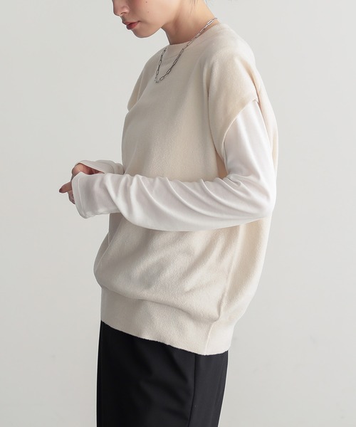 for/c(フォーシー)の「ベロア見えノースリーブニット【サスティナブル】(ベスト・レディース・ブラック/アイボリー/パープル・M/L)」の10枚目の写真