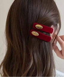 ammy.(エイミードット)の【 ammy. / エイミードット 】 チャーム付き ベロア ヘアクリップ 2本セット(ヘアピン)