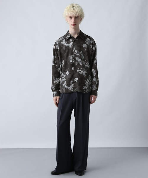 HARE（ハレ）の「フラワージャガードシャツLS(HARE)（シャツ/ブラウス・メンズ・ブラック/ホワイト/グリーン・FREE）」の6枚目の写真